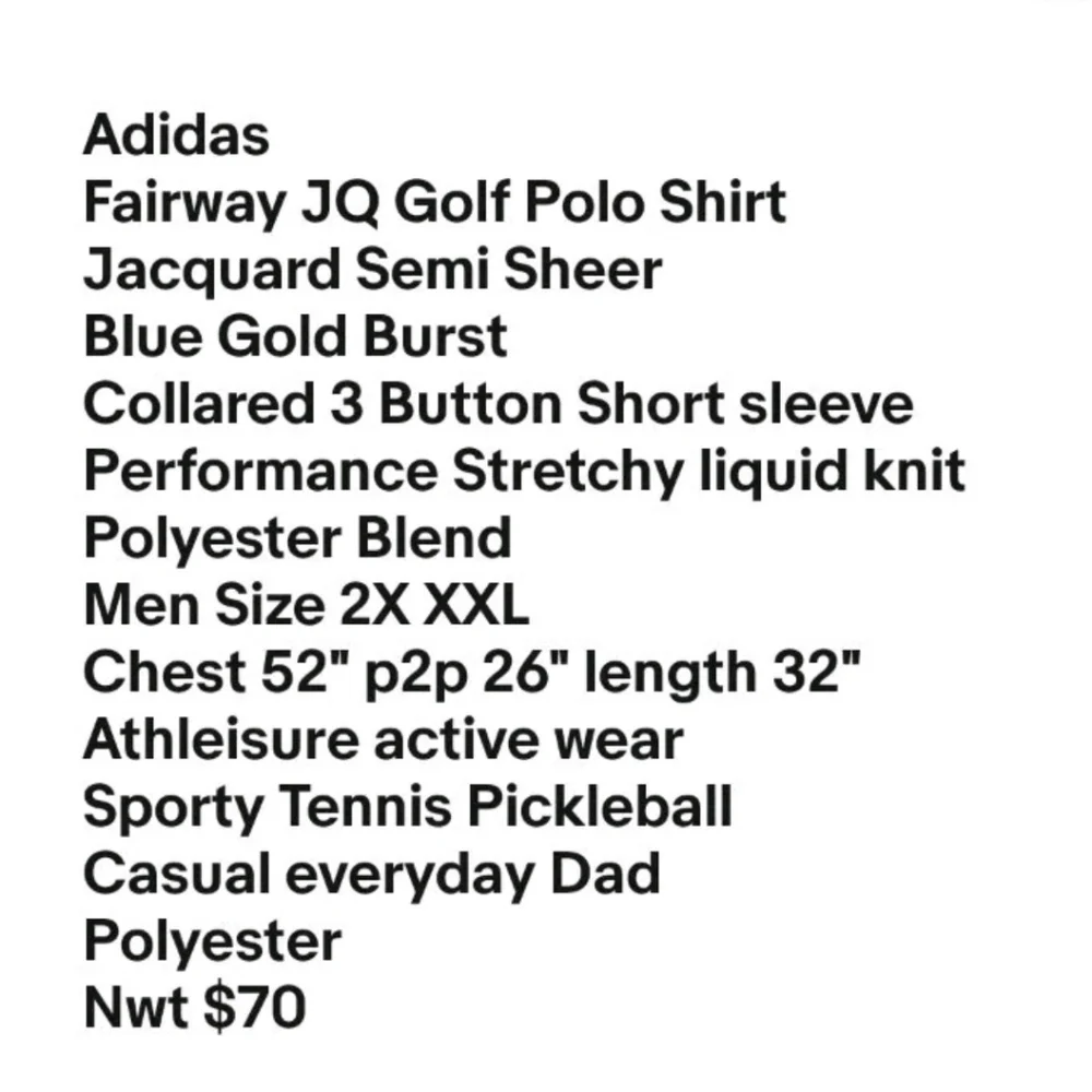Adidas Fairway Jacquard Golf Polo Shirt Men 2X Blue Burst Pickleball Tennis Nwt